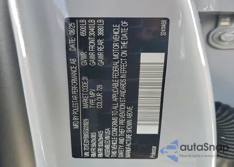 2025 Polestar 3 z USA, uszkodzony, nr VIN 7SYEJ3YB8SG031929